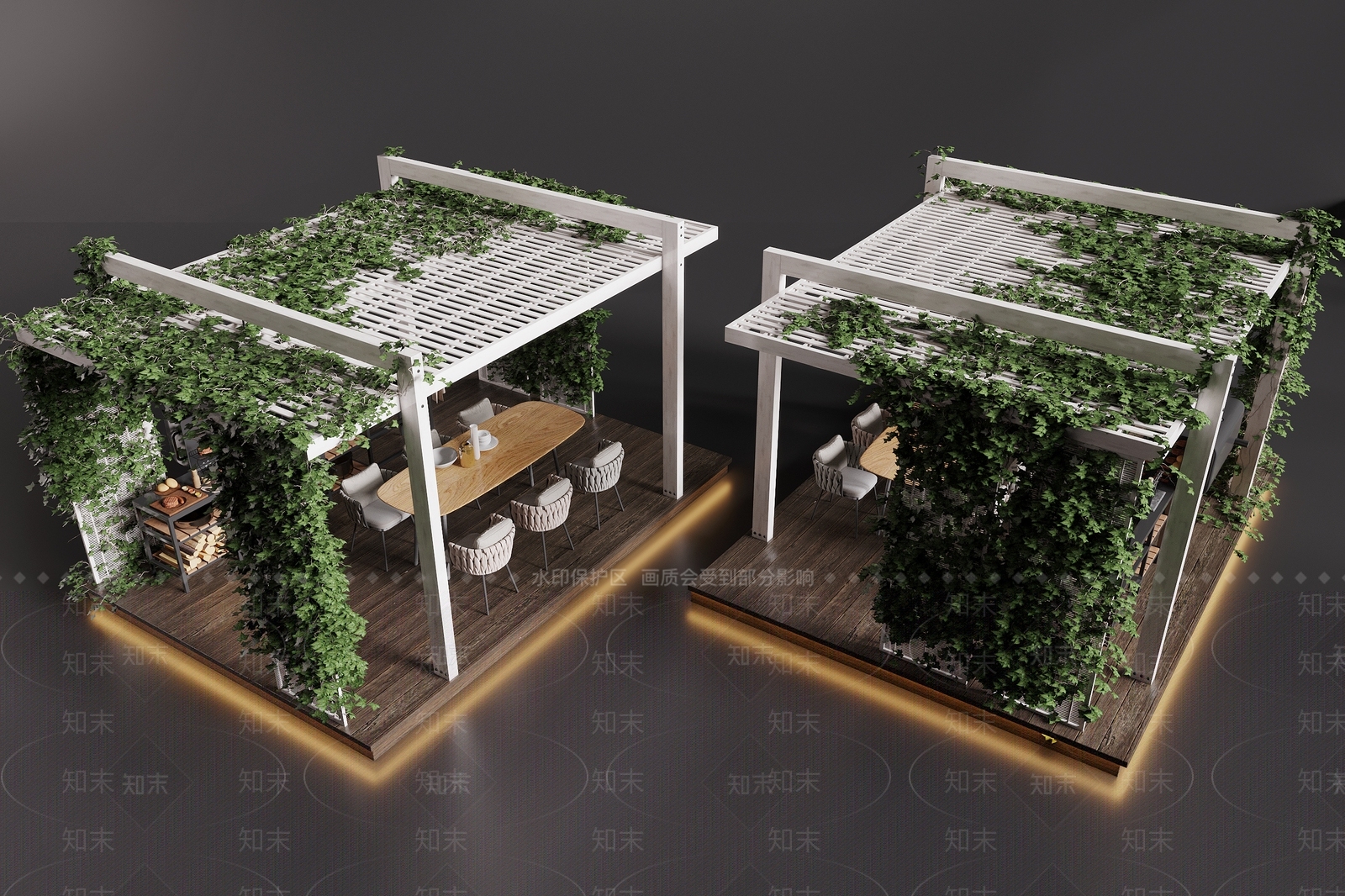 现代廊架空间3D模型下载【ID:1232111089】
