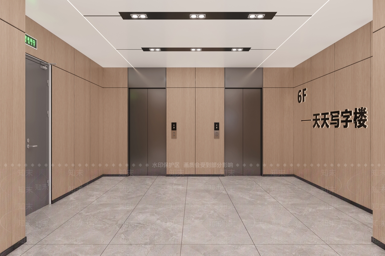 现代简约电梯间3D模型渲染效果图