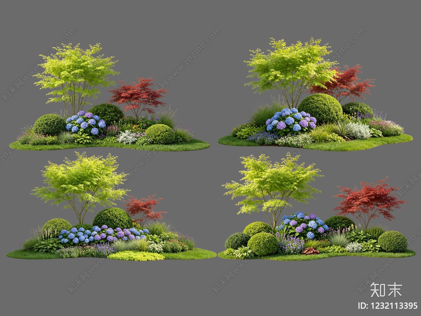 新中式景观花境SU模型下载【ID:1232113395】