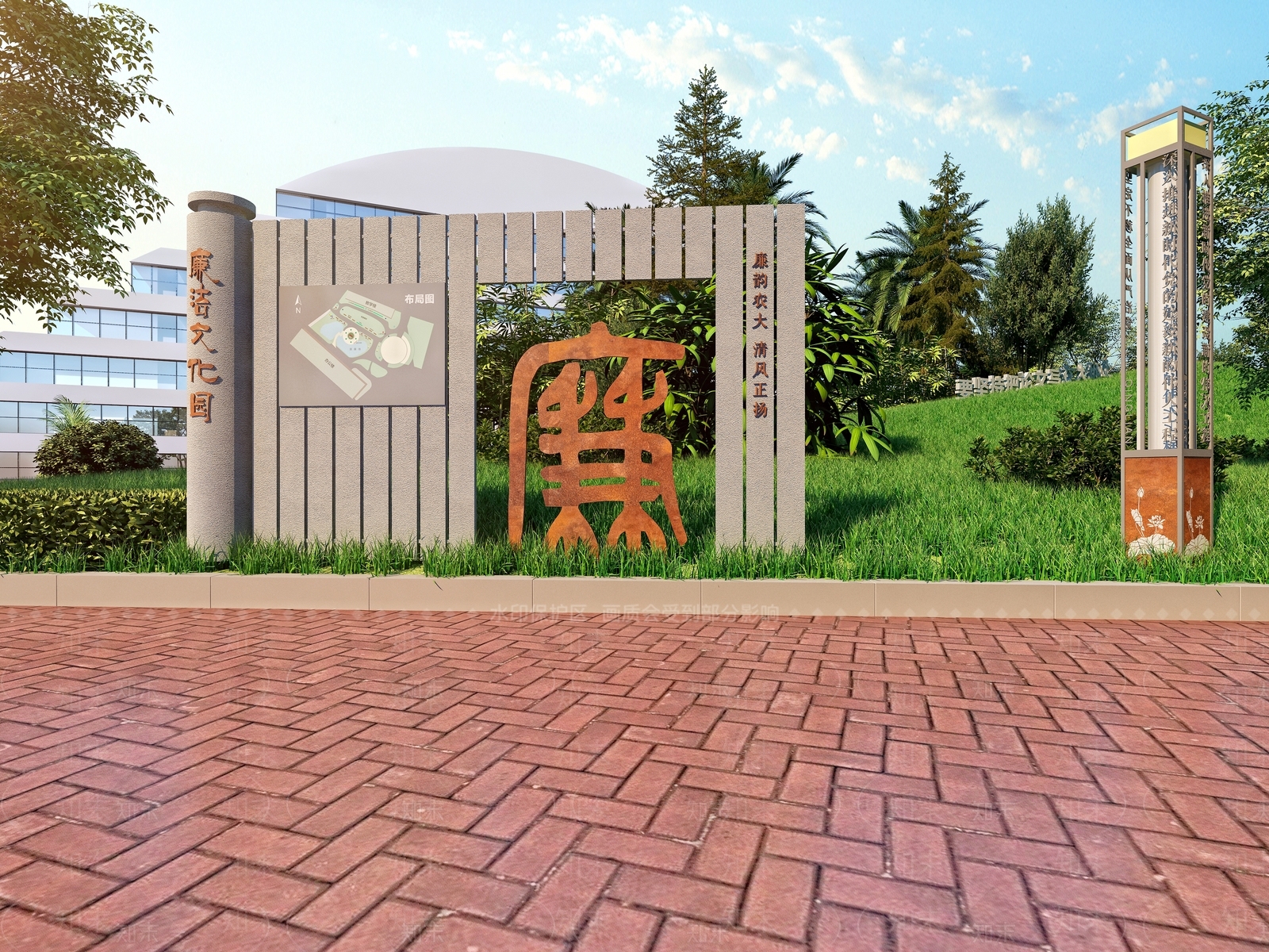 新中式景观教育校园景观3D模型下载【ID:1232114164】