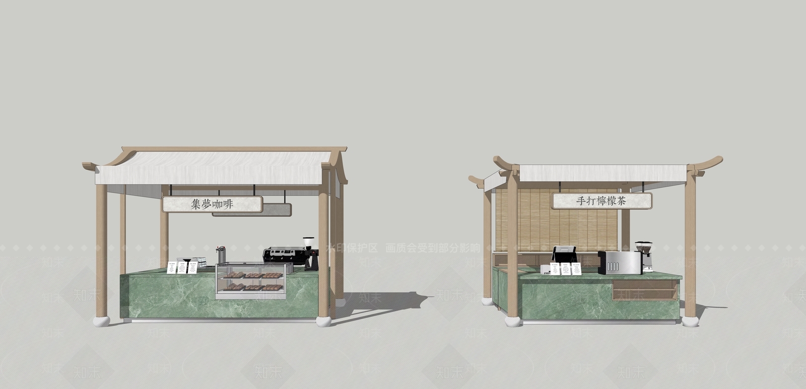 新中式咖啡厅SU模型下载【ID:1232117124】