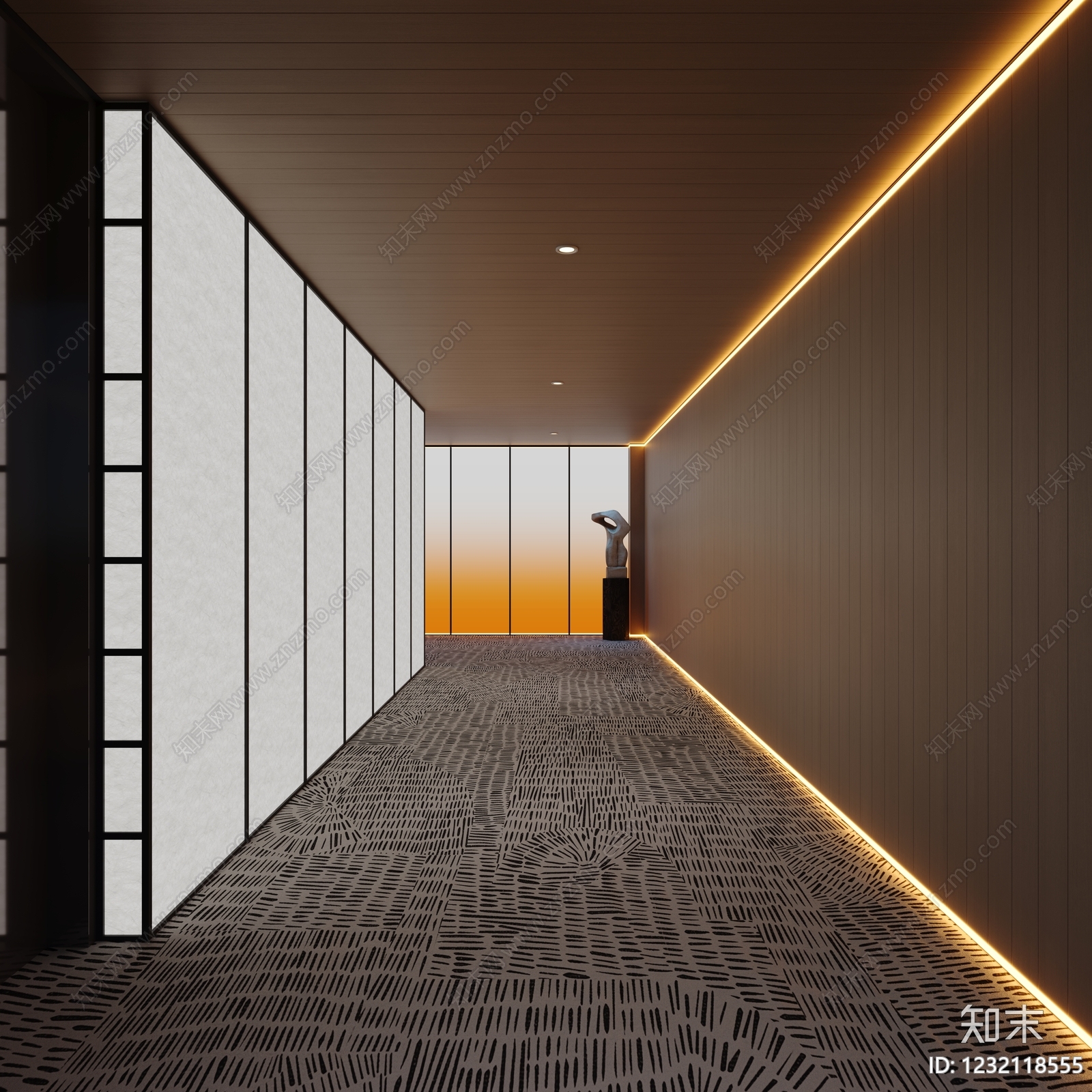 极简酒店走廊3D模型下载【ID:1232118555】