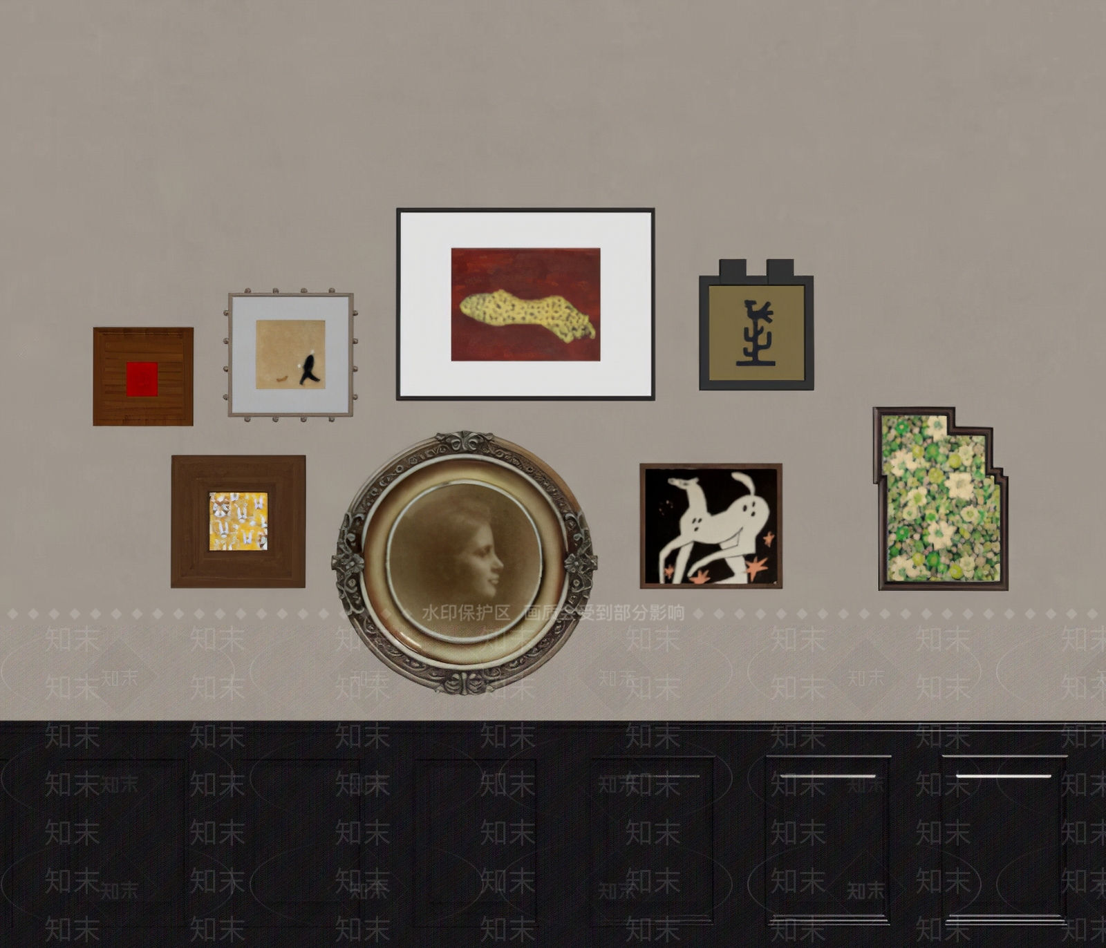 中古风挂画组合SU模型下载【ID:1232118869】