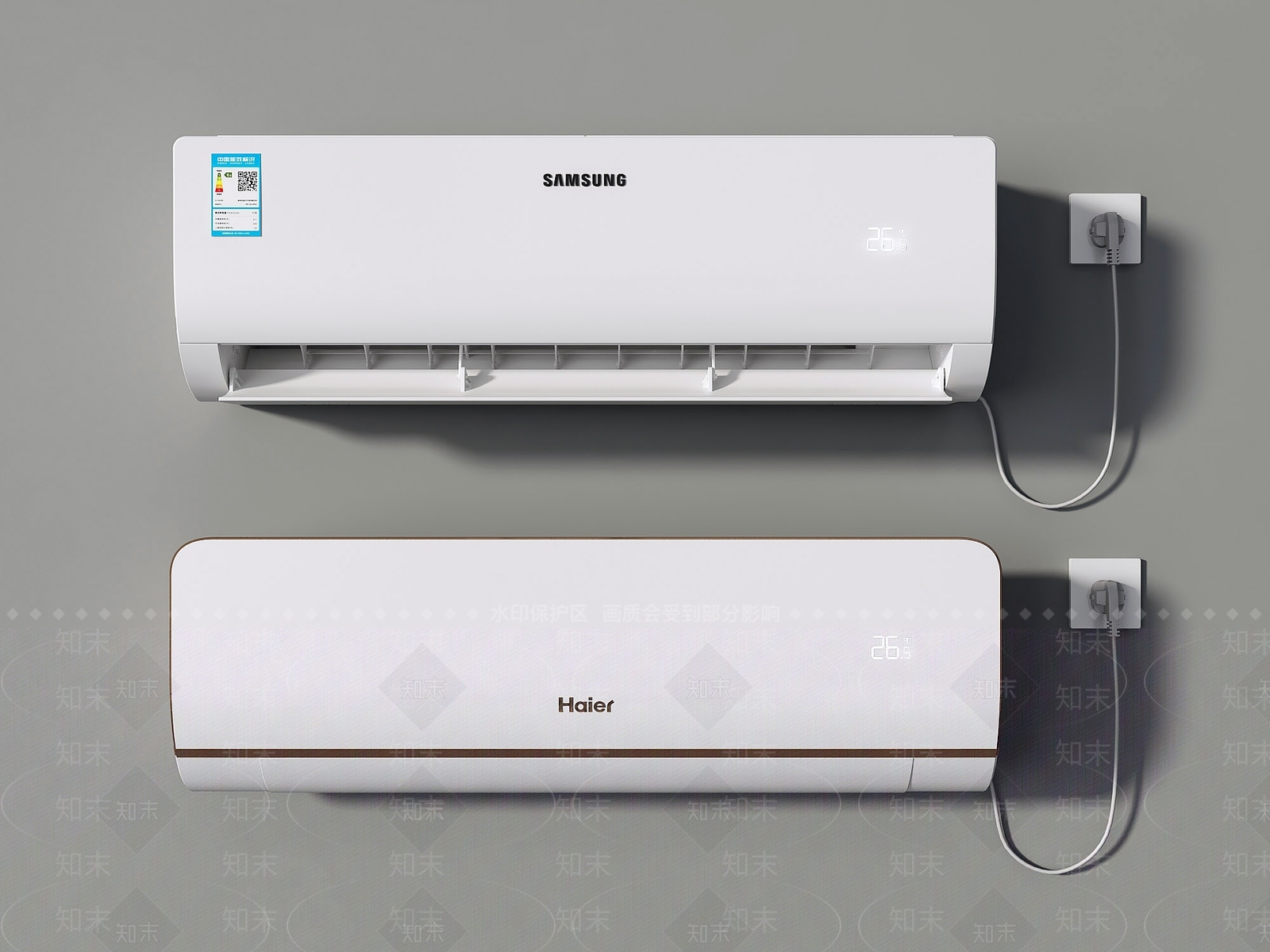 极简空调3D模型渲染效果图