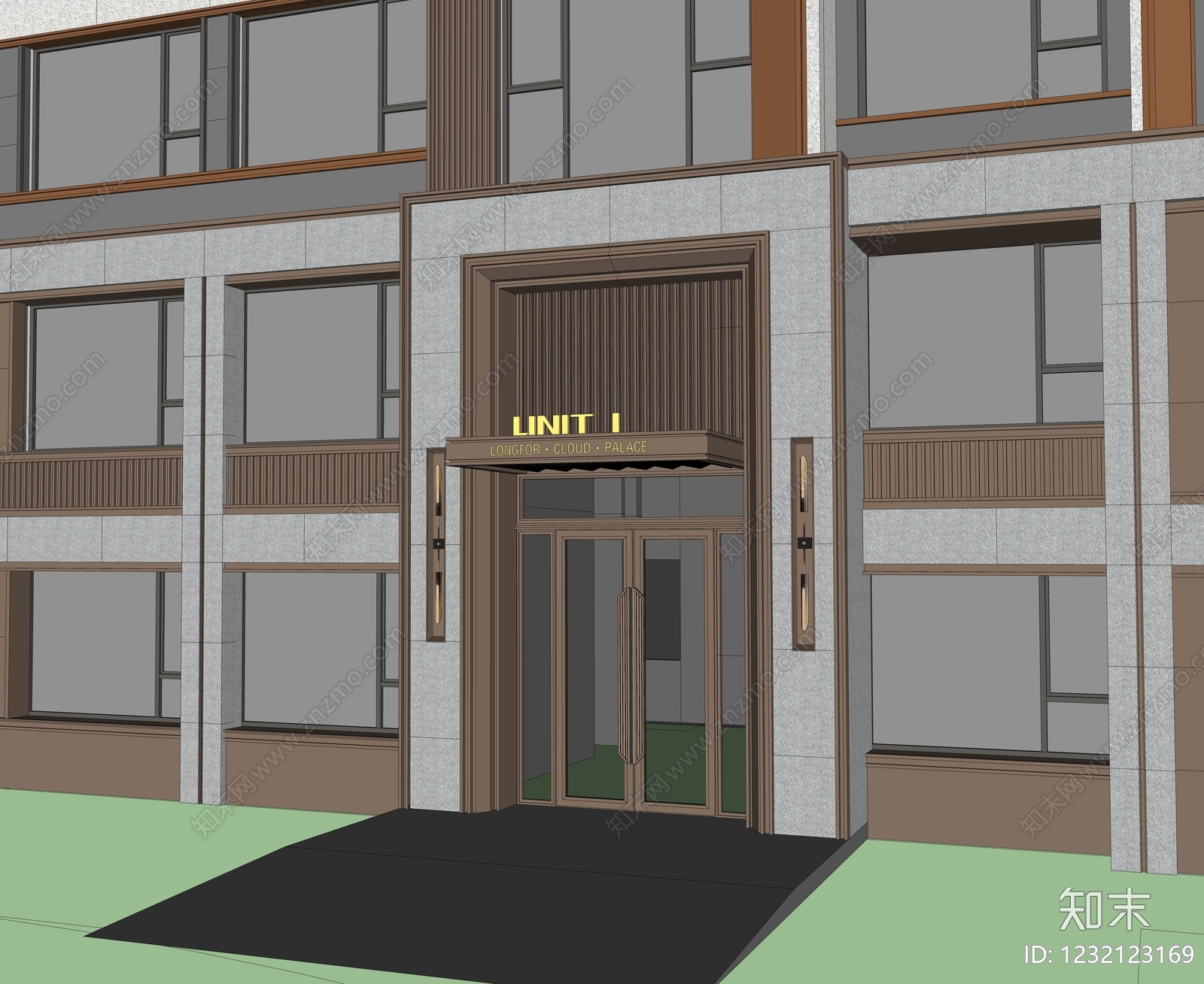 新中式小区建筑SU模型下载【ID:1232123169】
