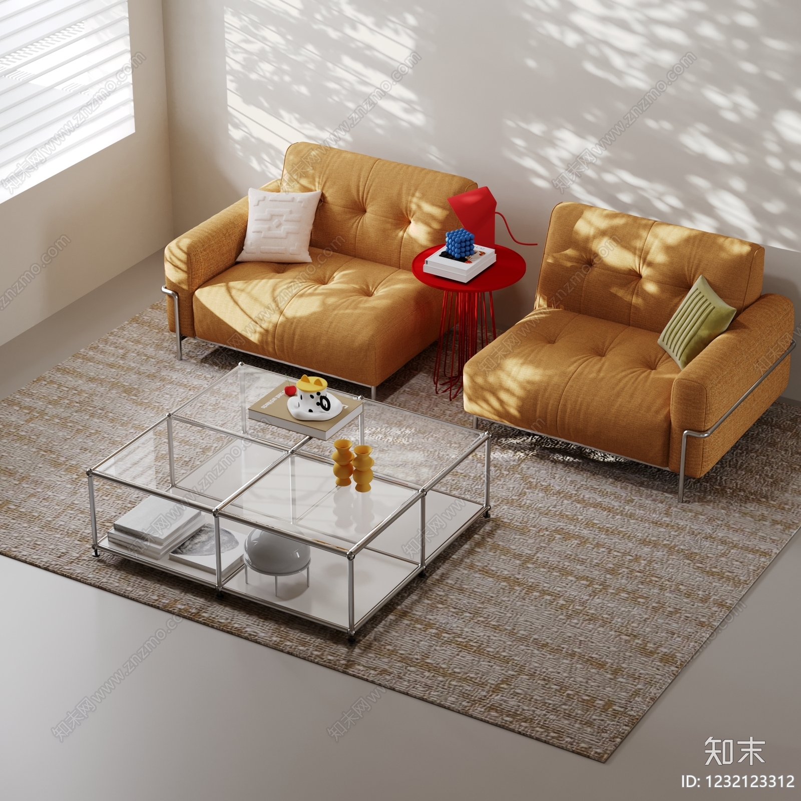 现代简约沙发组合3D模型下载【ID:1232123312】