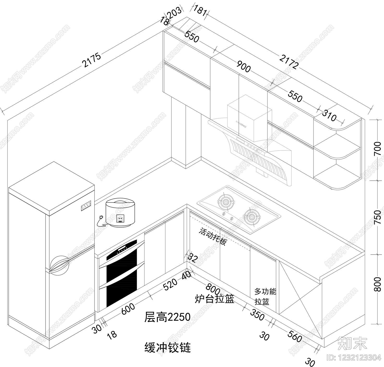 厨房cad施工图下载【ID:1232123304】