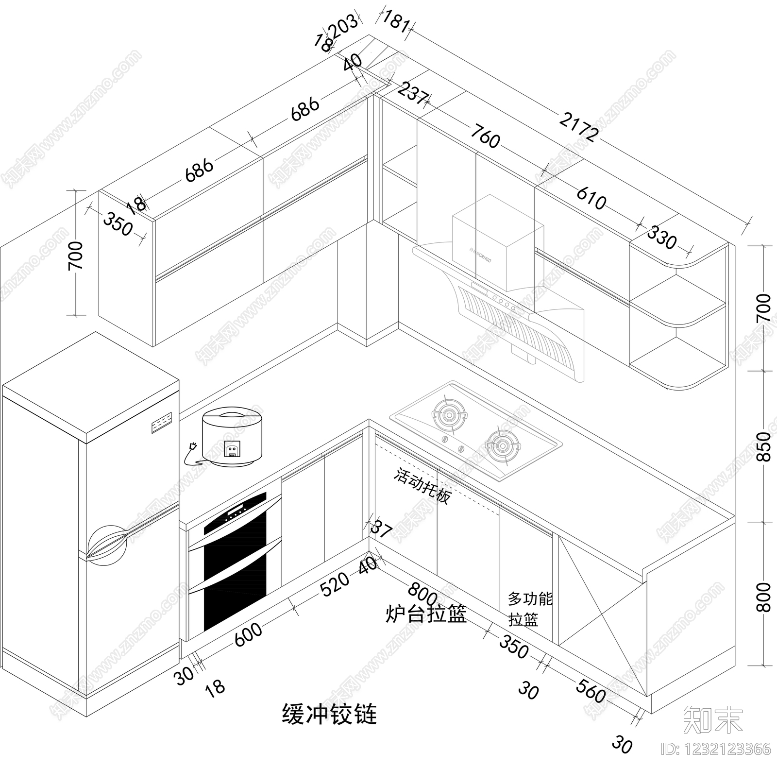 厨房cad施工图下载【ID:1232123366】