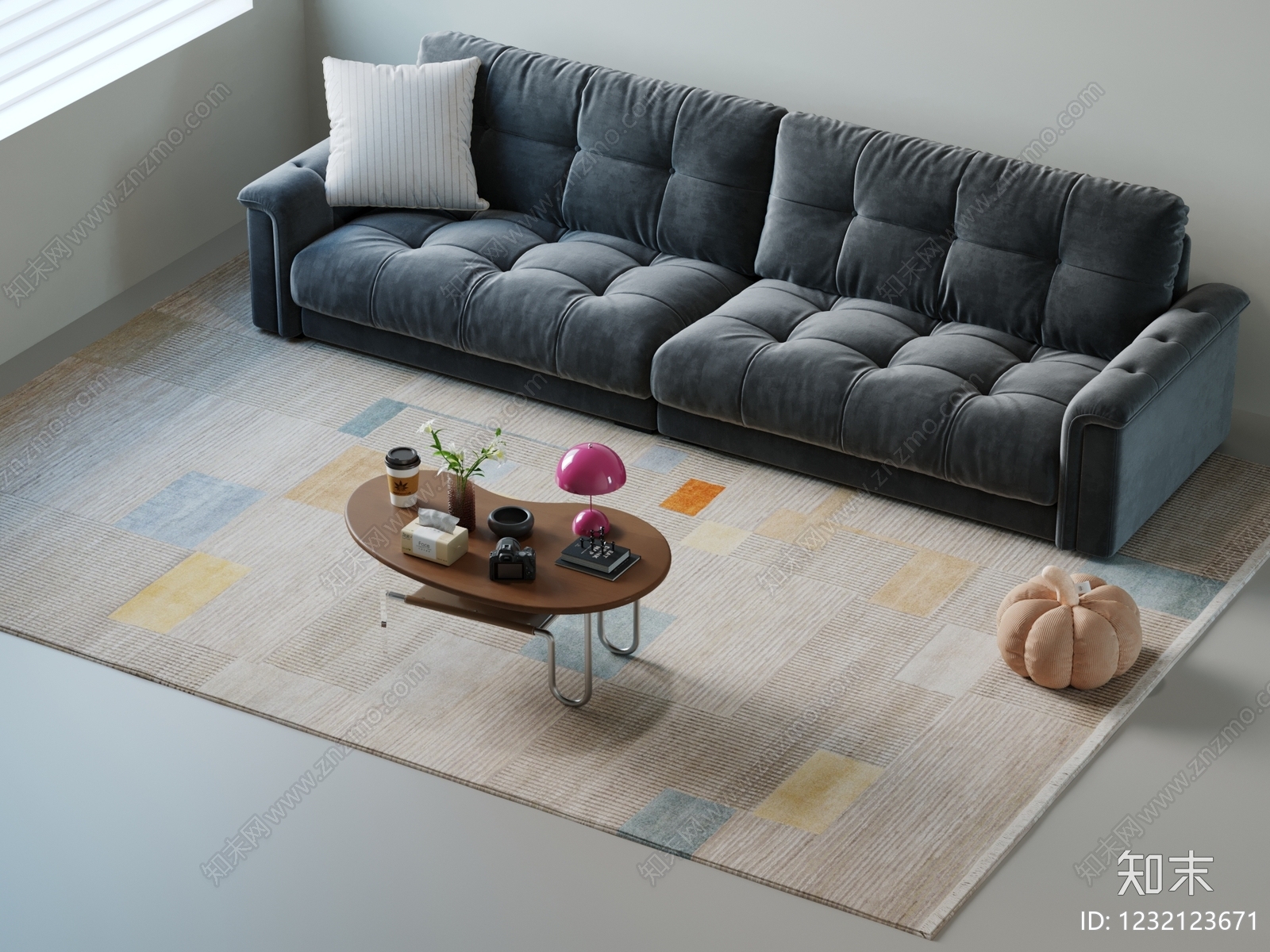 现代简约多人沙发3D模型下载【ID:1232123671】