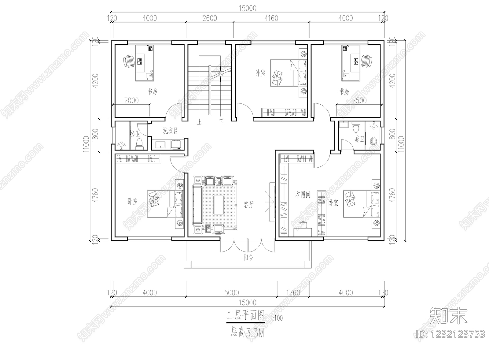 别墅建筑cad施工图下载【ID:1232123753】