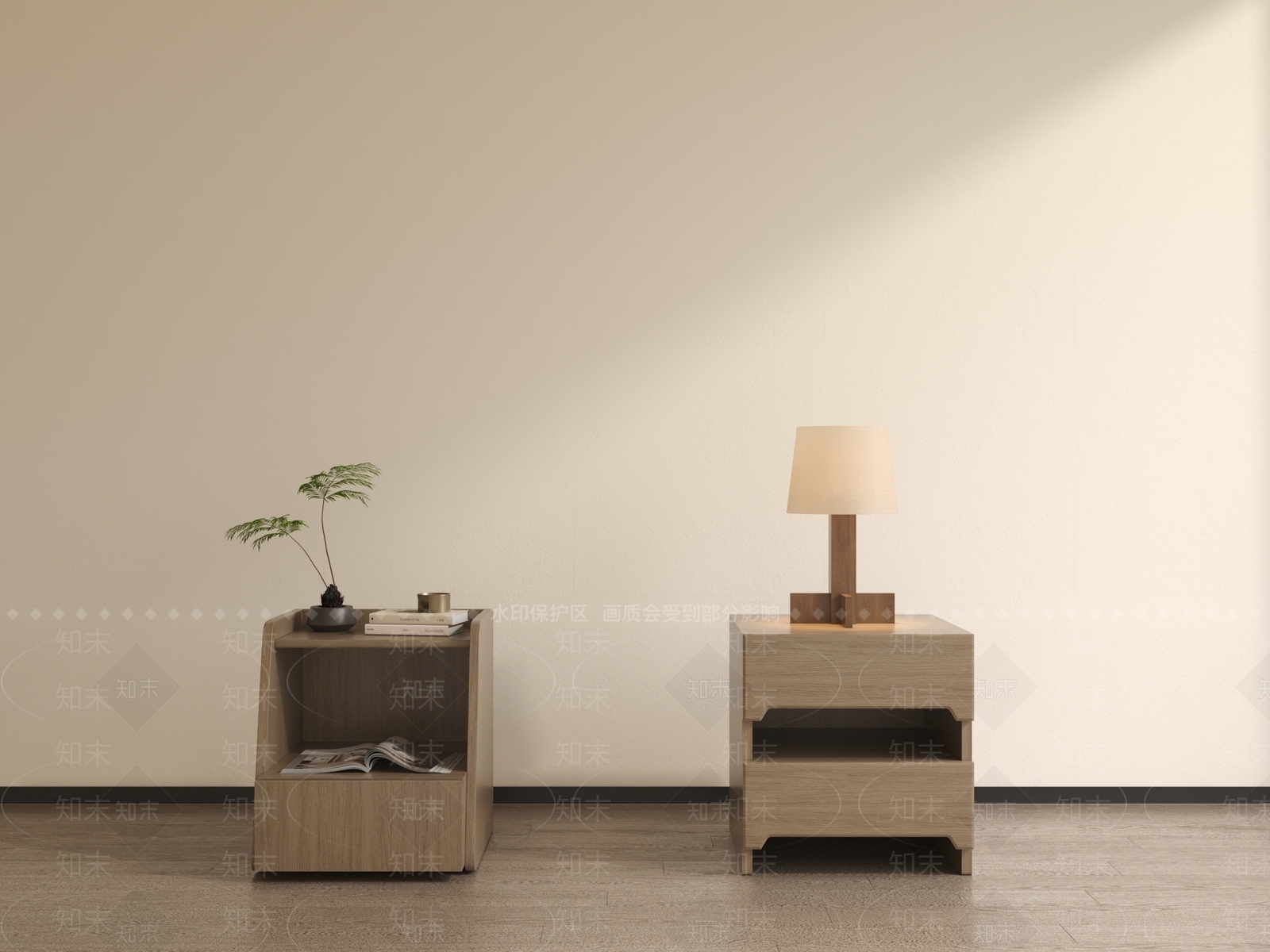 原木风床头柜3D模型下载【ID:1232124213】