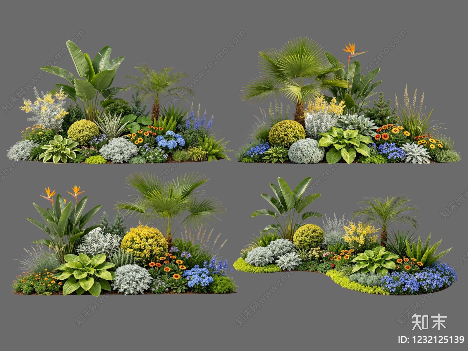 现代主义植物组合SU模型下载【ID:1232125139】