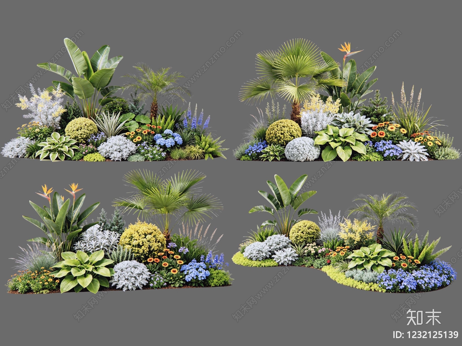 现代主义植物组合SU模型下载【ID:1232125139】