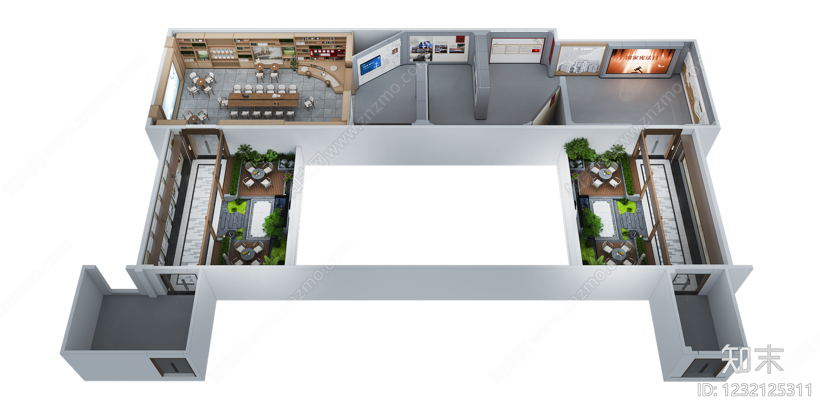 新中式其他党政展厅3D模型下载【ID:1232125311】