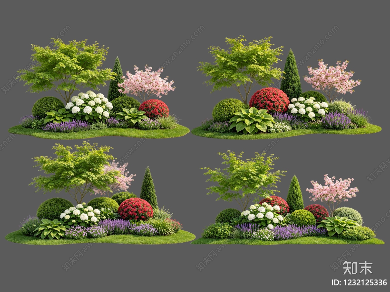 新中式景观花境SU模型下载【ID:1232125336】
