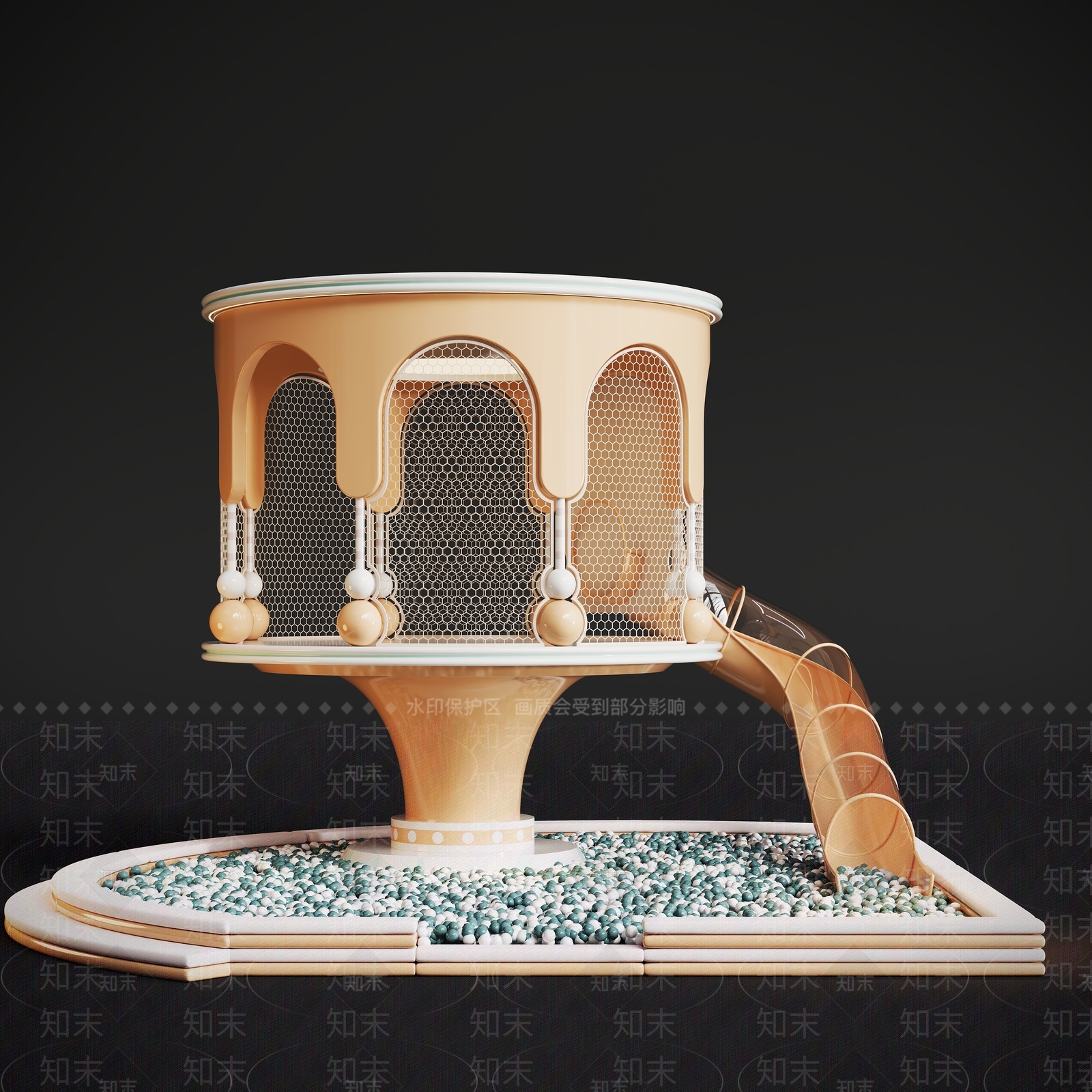 奶油风儿童器材3D模型下载【ID:1232126107】