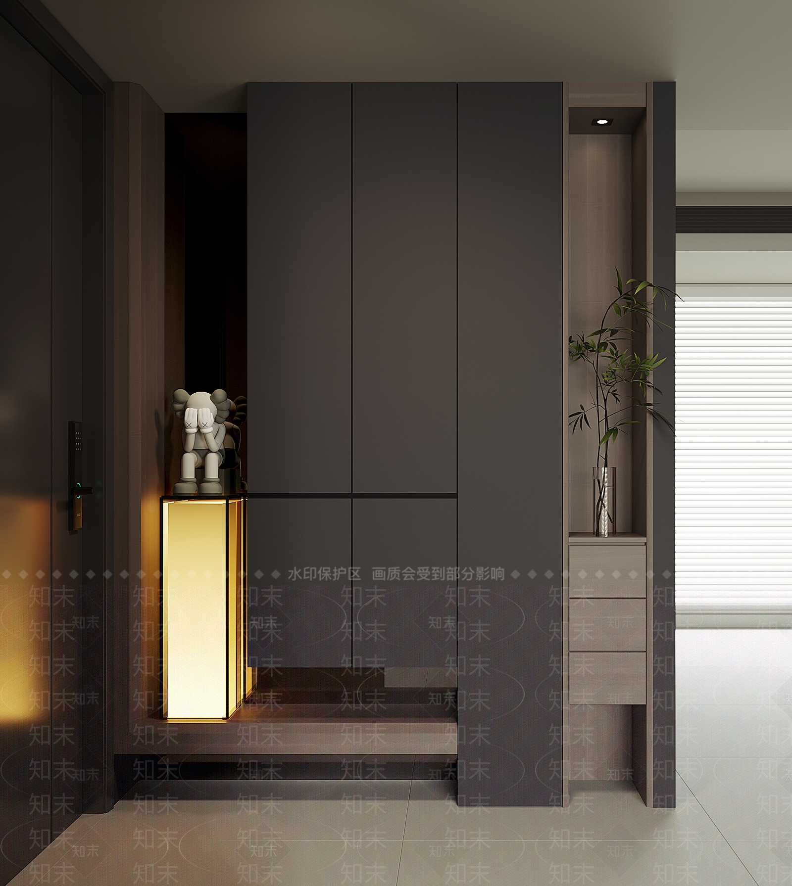 意式极简玄关柜3D模型下载【ID:1232127687】