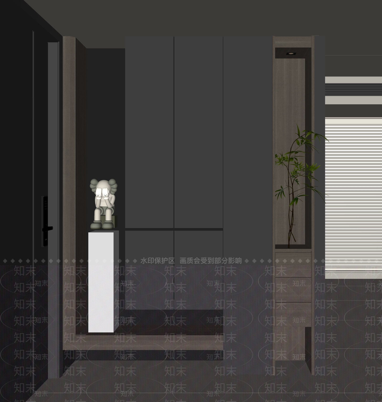 意式极简玄关柜3D模型下载【ID:1232127687】