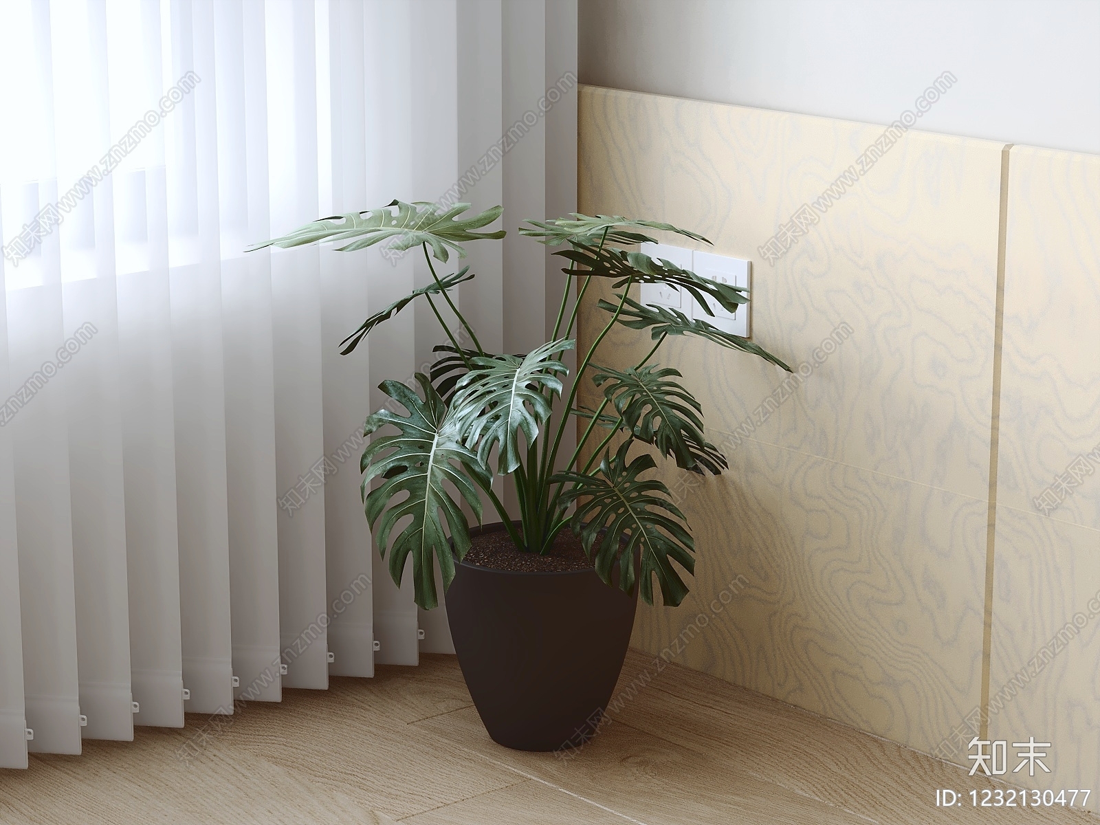 原木风盆栽SU模型下载【ID:1232130477】