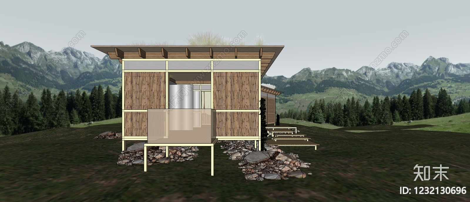 现代主义小公建SU模型下载【ID:1232130696】