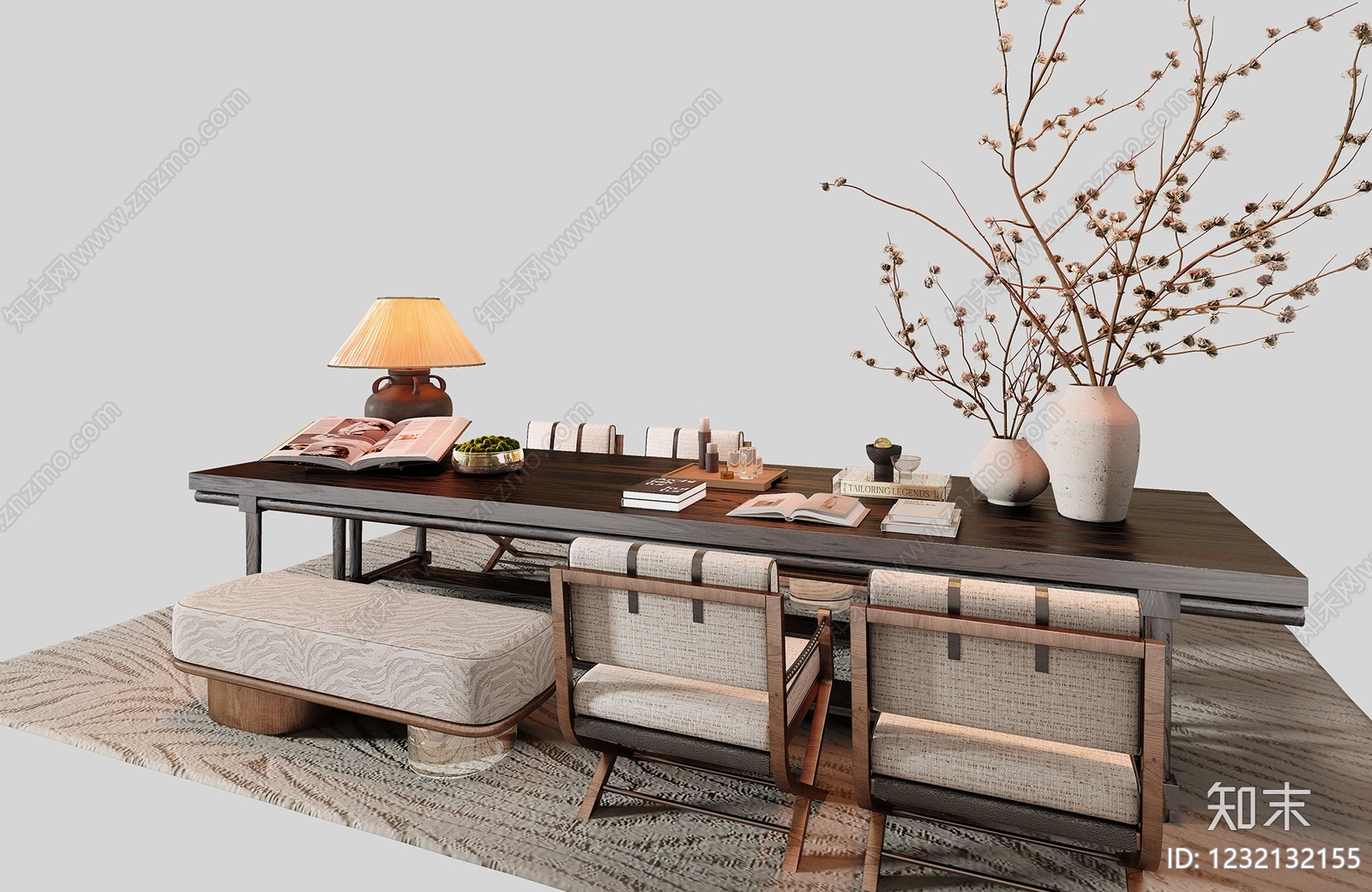 新中式茶桌椅3D模型下载【ID:1232132155】