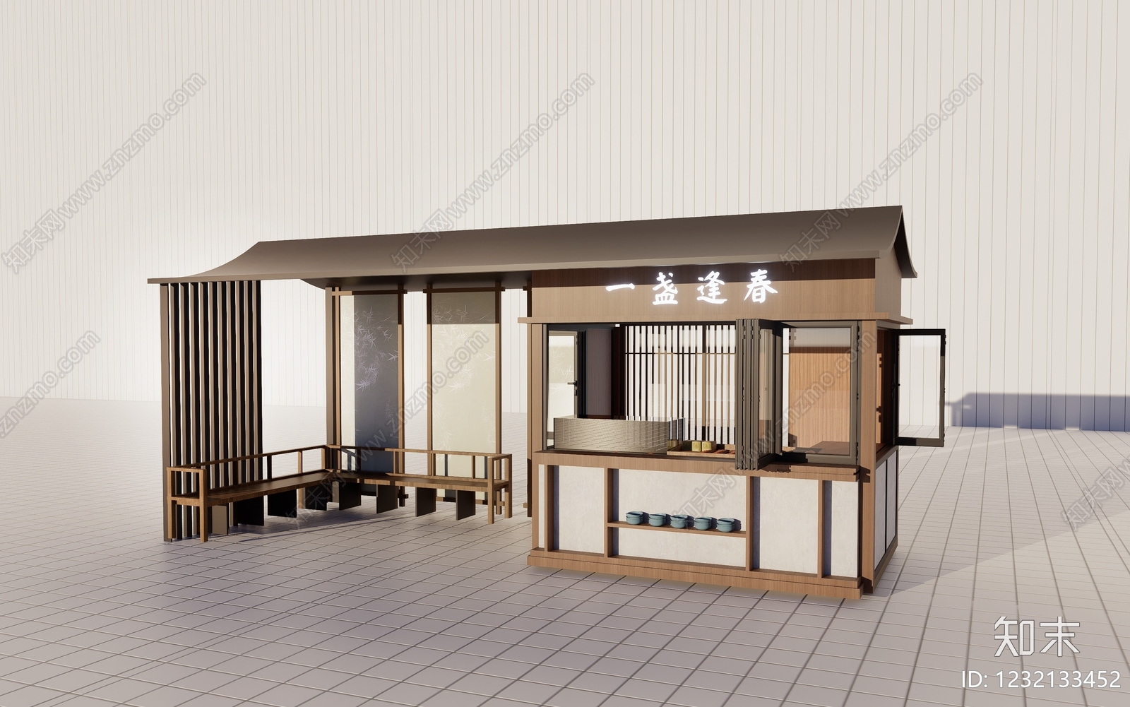 新中式茶叶店SU模型下载【ID:1232133452】