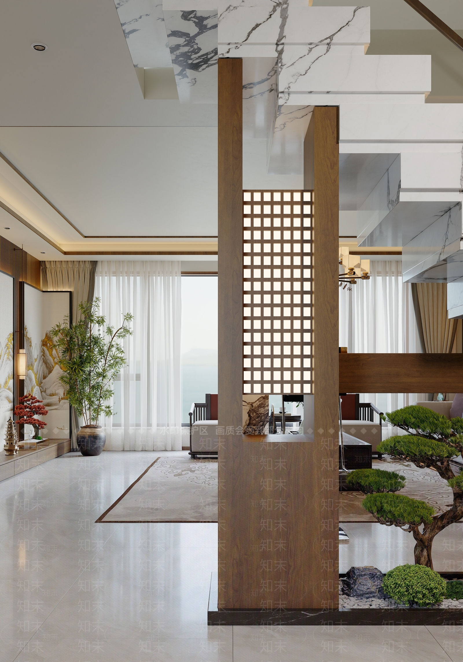 新中式宋式客餐厅3D模型下载【ID:1232134689】