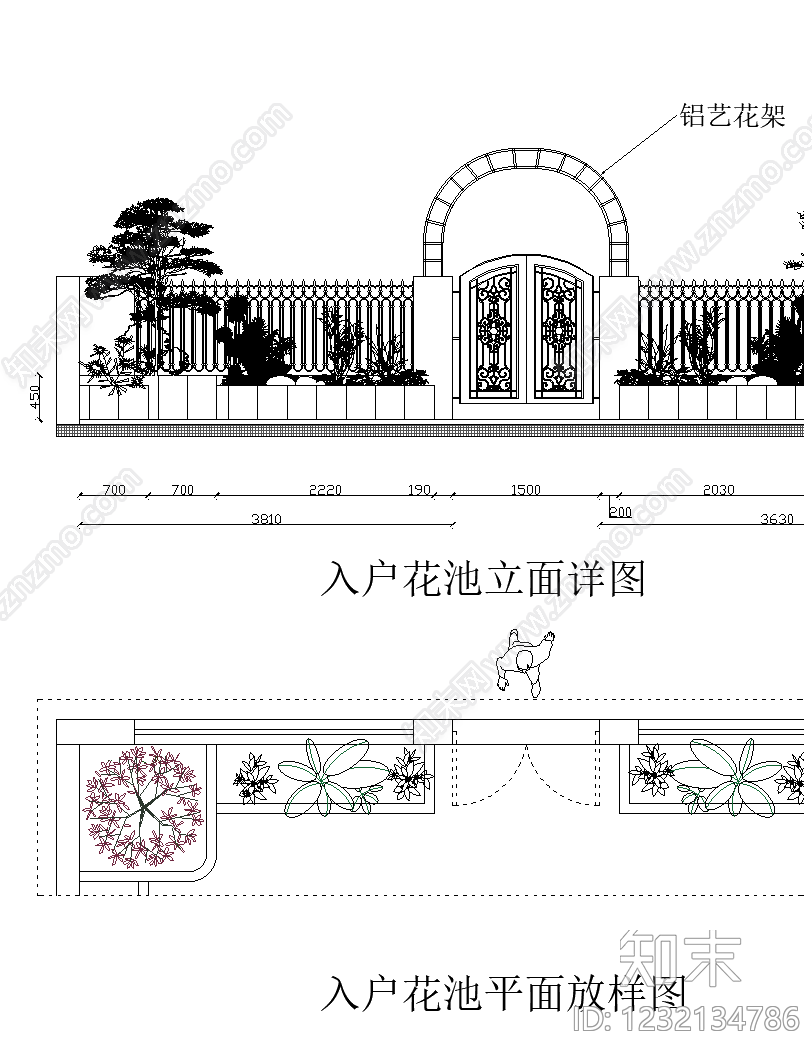 庭院cad施工图下载【ID:1232134786】