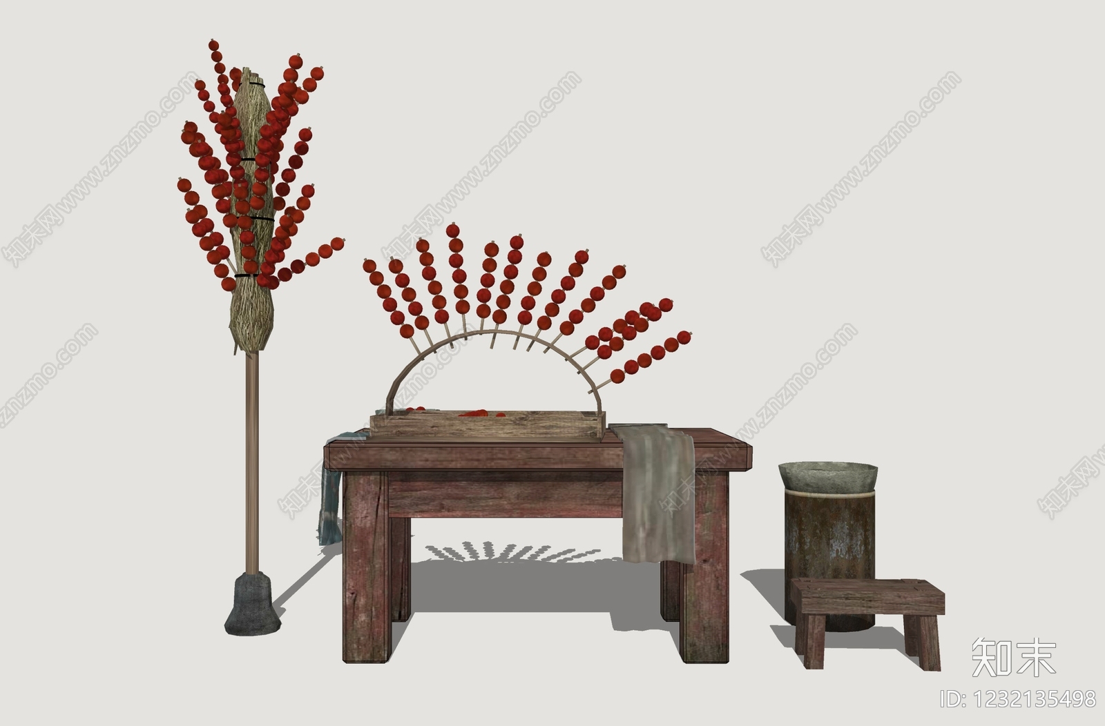 中式古代乡村集市SU模型下载【ID:1232135498】