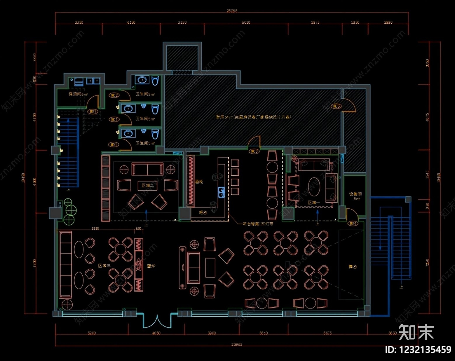 酒吧cad施工图下载【ID:1232135459】
