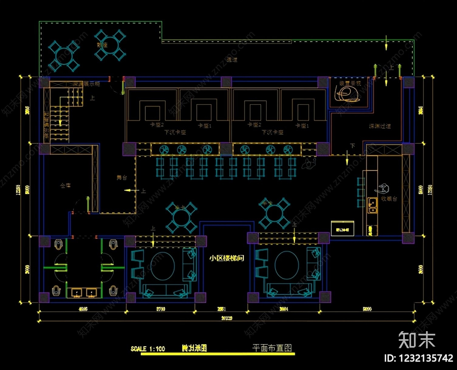 酒吧cad施工图下载【ID:1232135742】