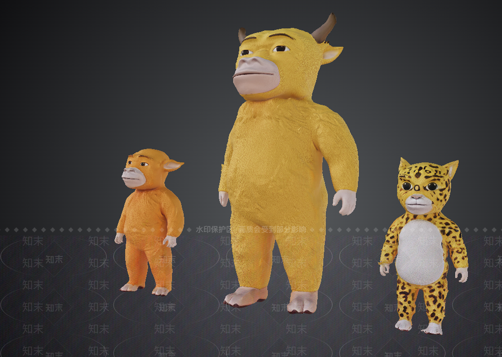 虚拟人物3D模型渲染效果图
