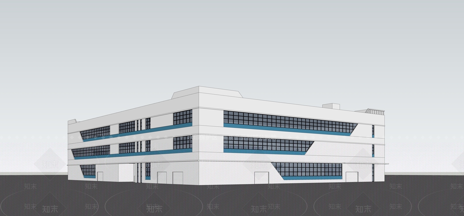 现代主义研发厂房SU模型下载【ID:1232138415】