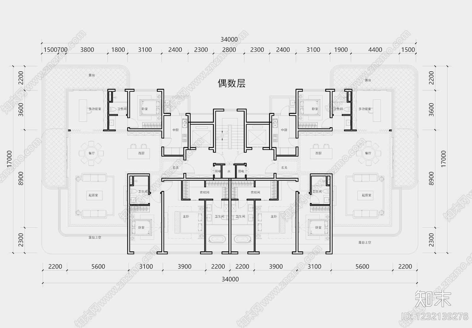 高层住宅cad施工图下载【ID:1232139278】