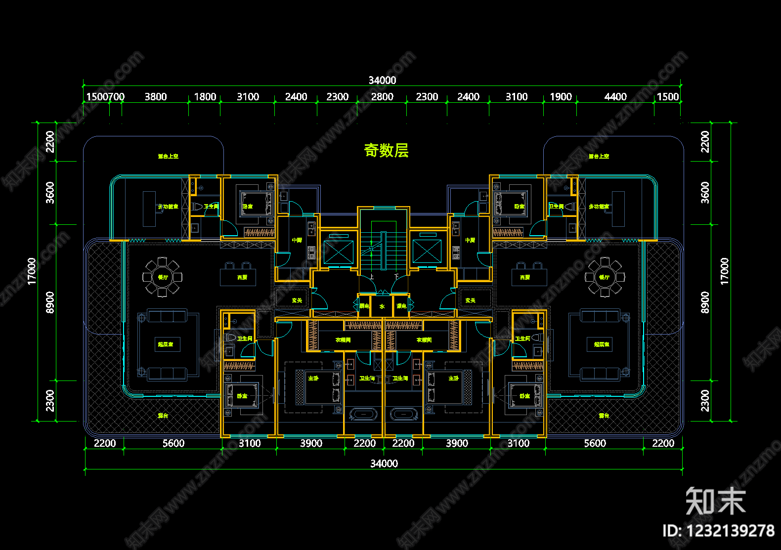 高层住宅cad施工图下载【ID:1232139278】