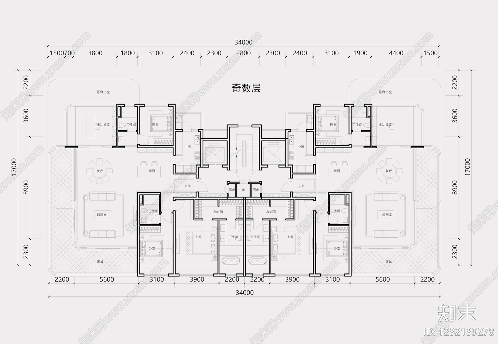 高层住宅cad施工图下载【ID:1232139278】