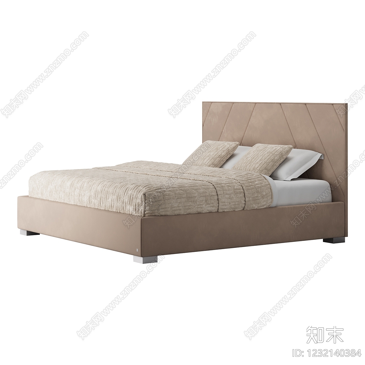 意式极简双人床3D模型下载【ID:1232140384】