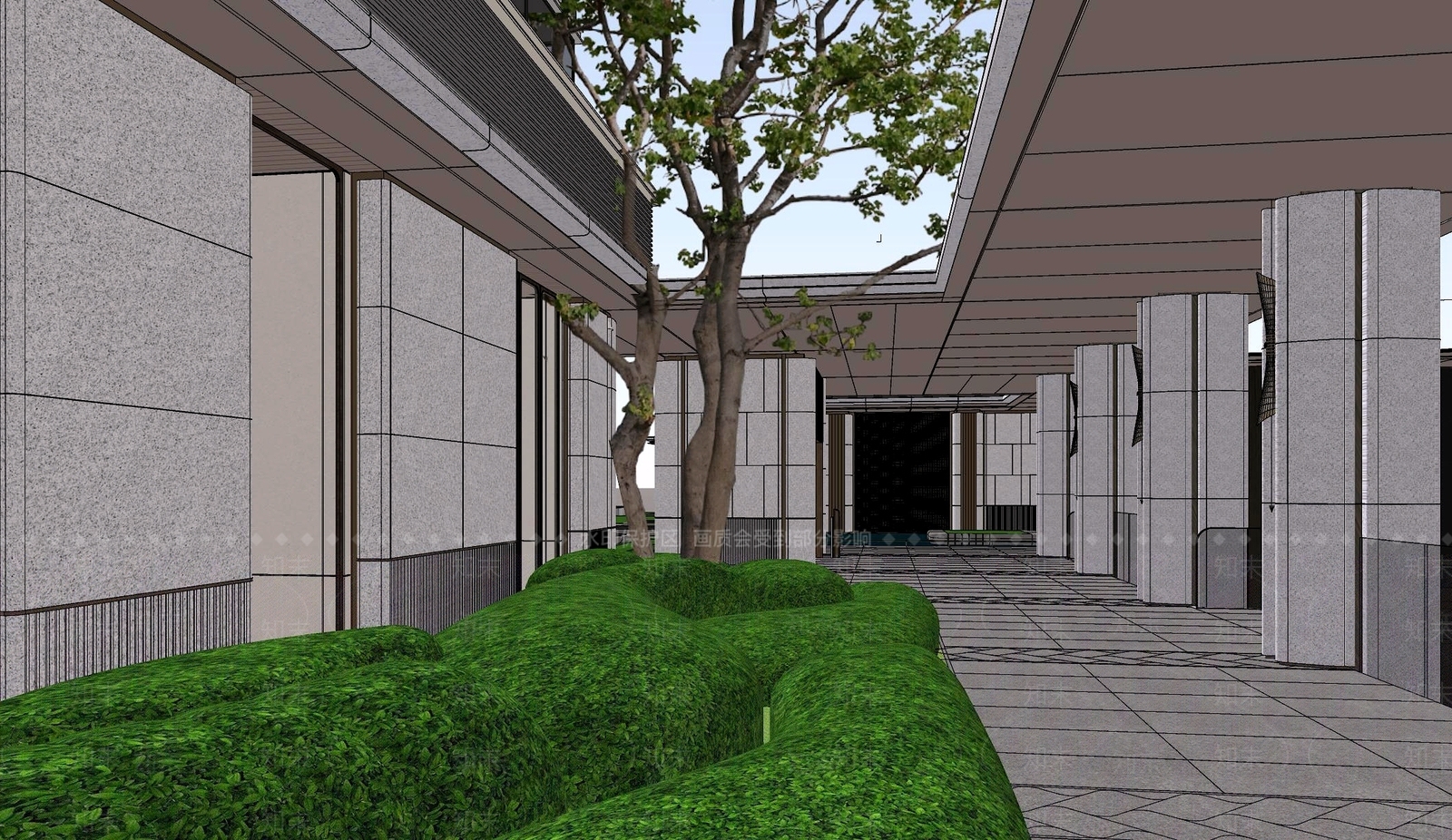 新中式景观高层住宅SU模型下载【ID:1232144265】