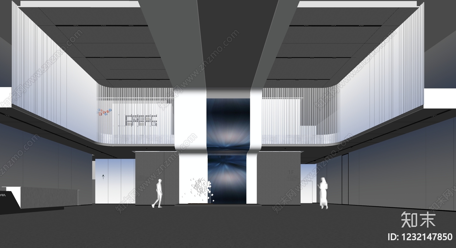 未来主义办公大堂SU模型下载【ID:1232147850】