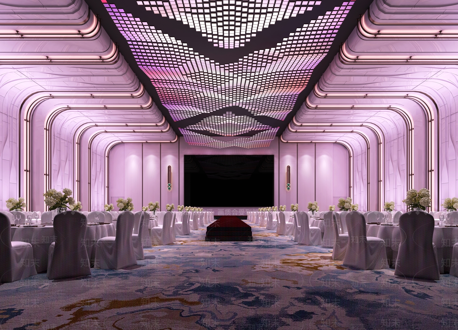 轻奢宴会厅3D模型下载【ID:1232148618】