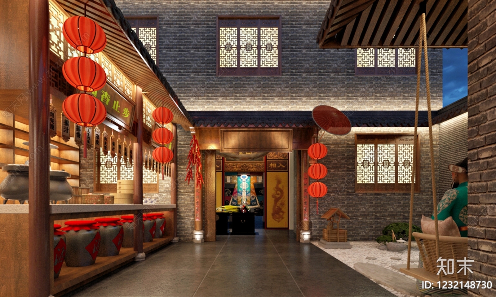 中式集市3D模型下载【ID:1232148730】