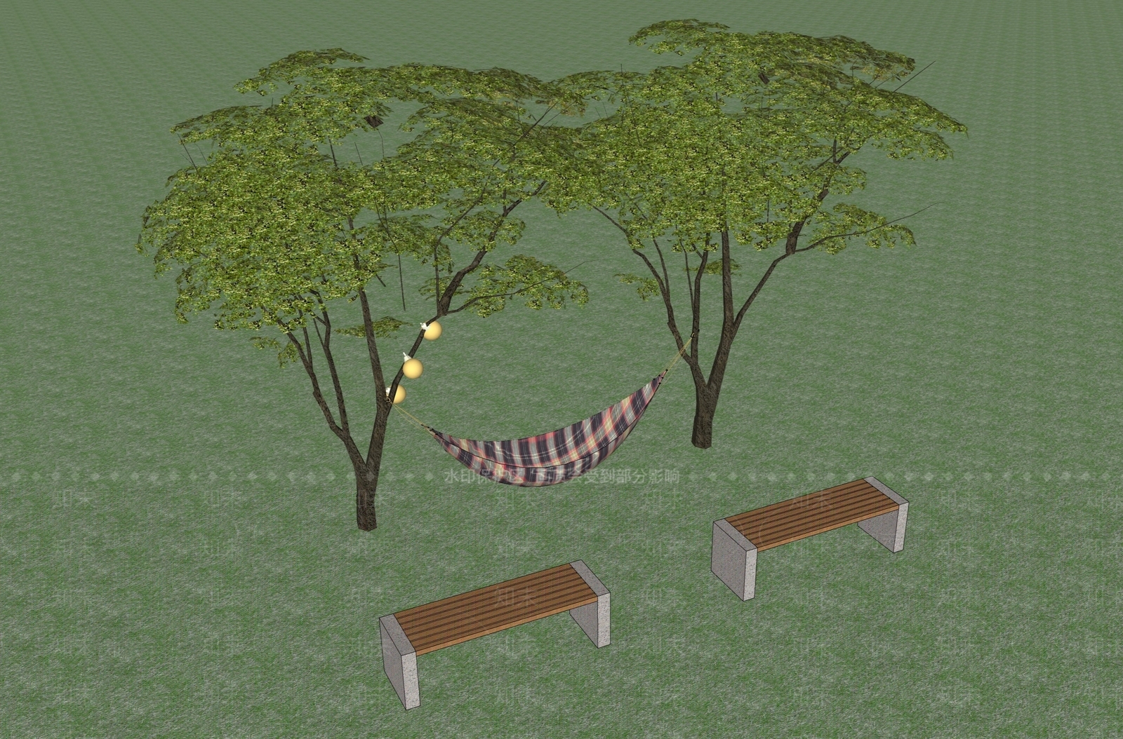 现代主义休憩花园SU模型下载【ID:1232150594】