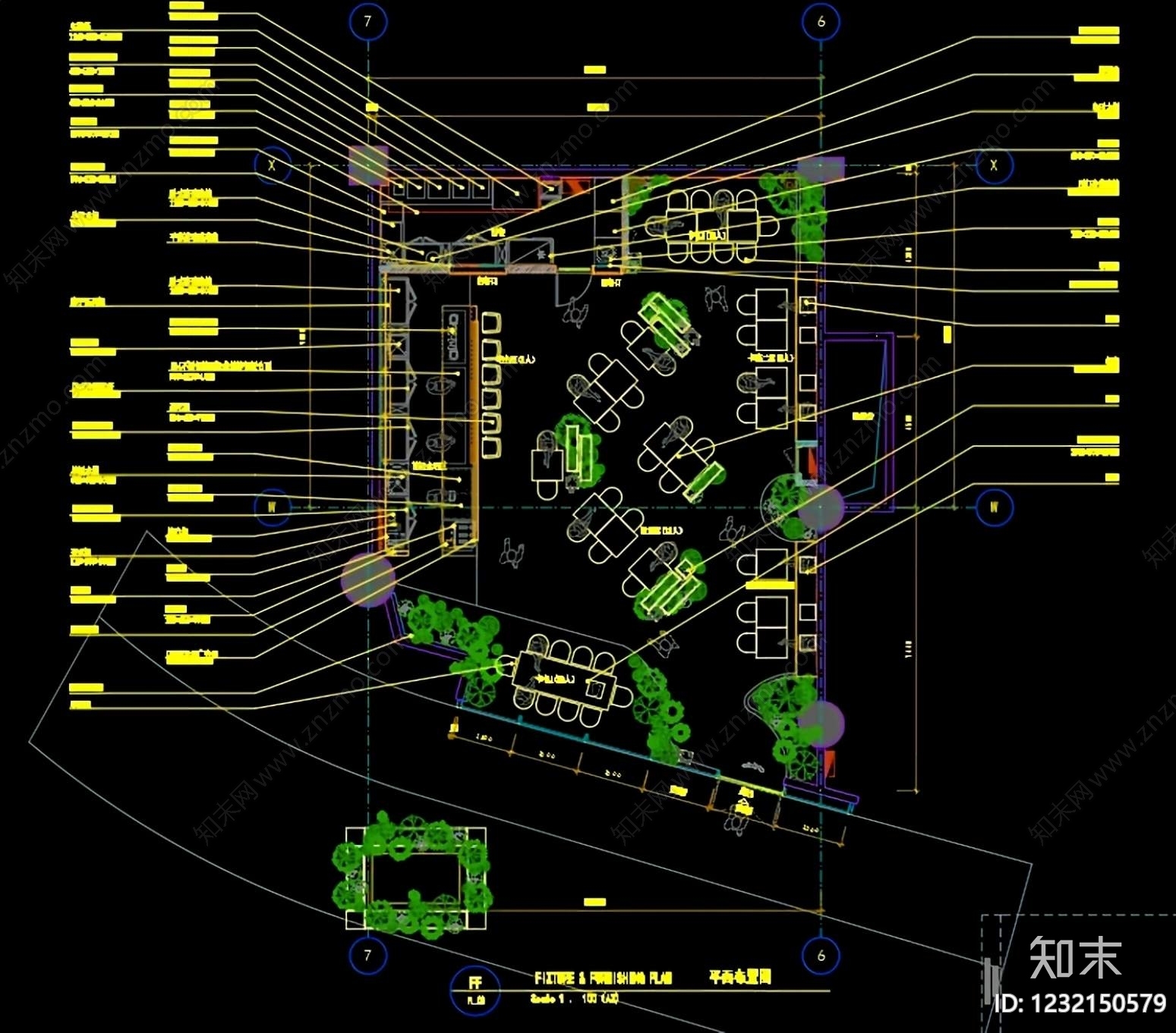 中餐厅cad施工图下载【ID:1232150579】