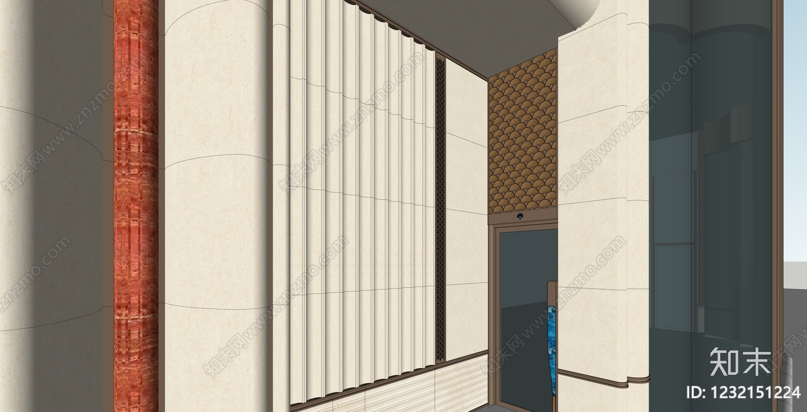 ArtDeco售楼处建筑SU模型下载【ID:1232151224】