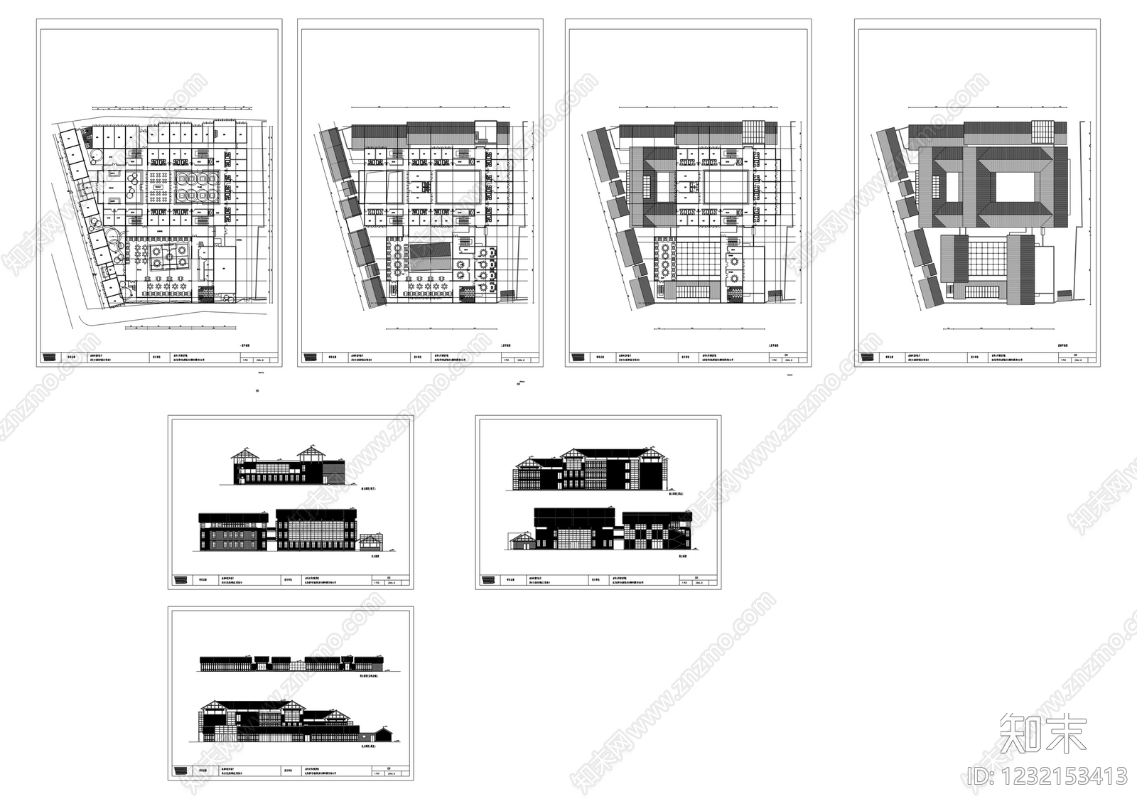 民宿建筑cad施工图下载【ID:1232153413】