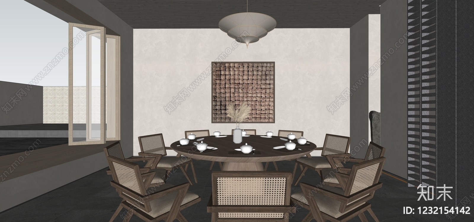 侘寂包厢SU模型下载【ID:1232154142】