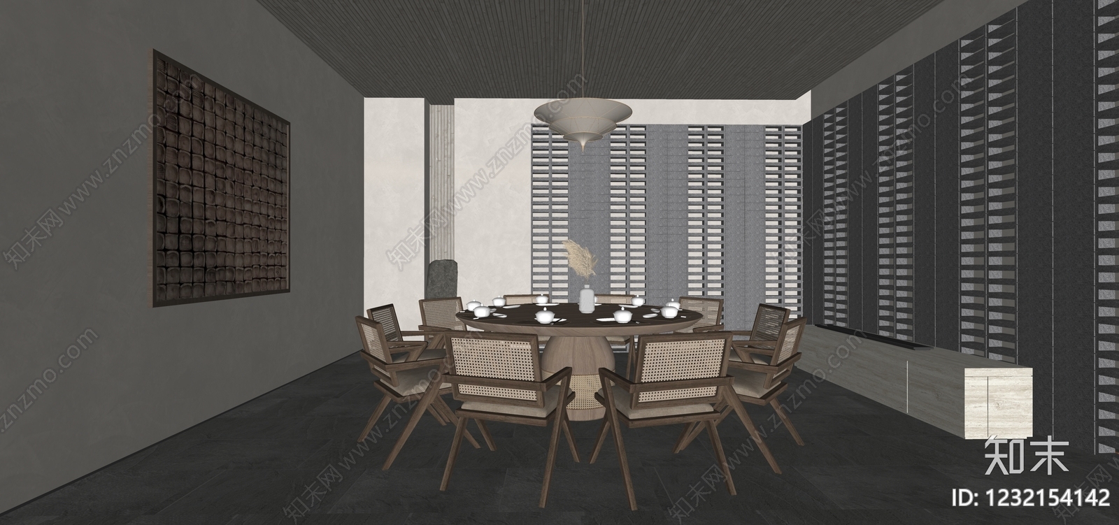侘寂包厢SU模型下载【ID:1232154142】