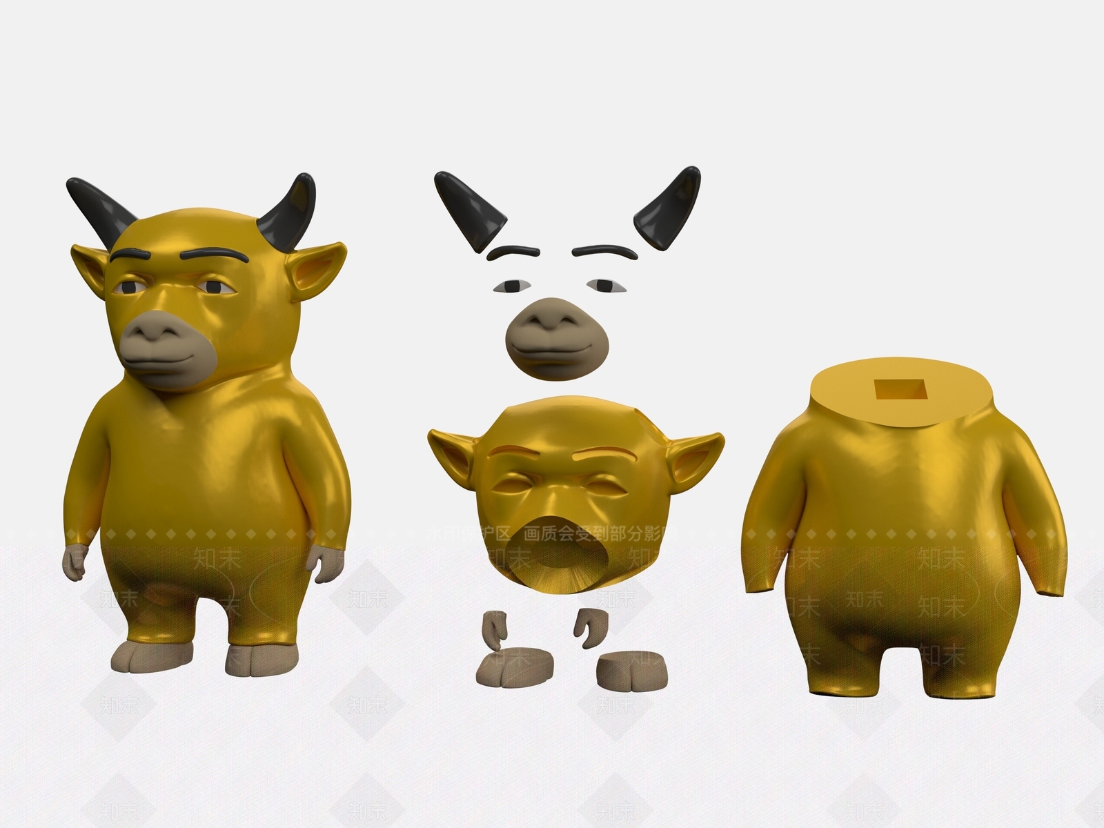 潮玩雕塑摆件3D模型下载【ID:1232154401】