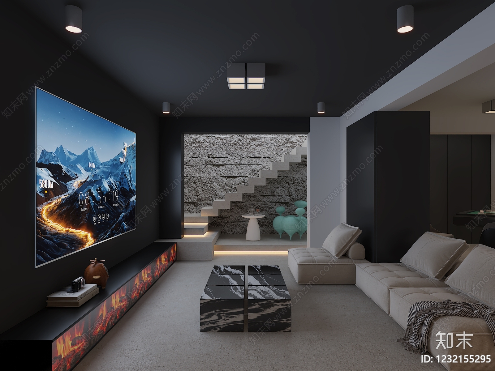 意式极简影音室3D模型下载【ID:1232155295】