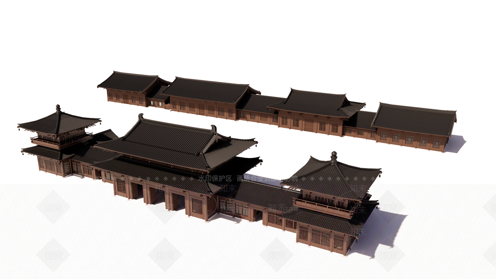 中式古建古建筑SU模型下载【ID:1232155554】
